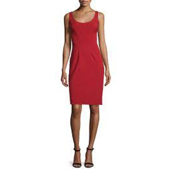 Diane Von Furstenberg 8 Rubiate Red Geovana Sleeveless Sheath Dress Scoop Neck - Picture 13 of 14